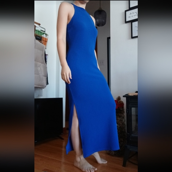 ⚡️SALE⚡️Antistar Cobalt Blue Scuba Maxi Dress with Slit - Picture 4 of 13